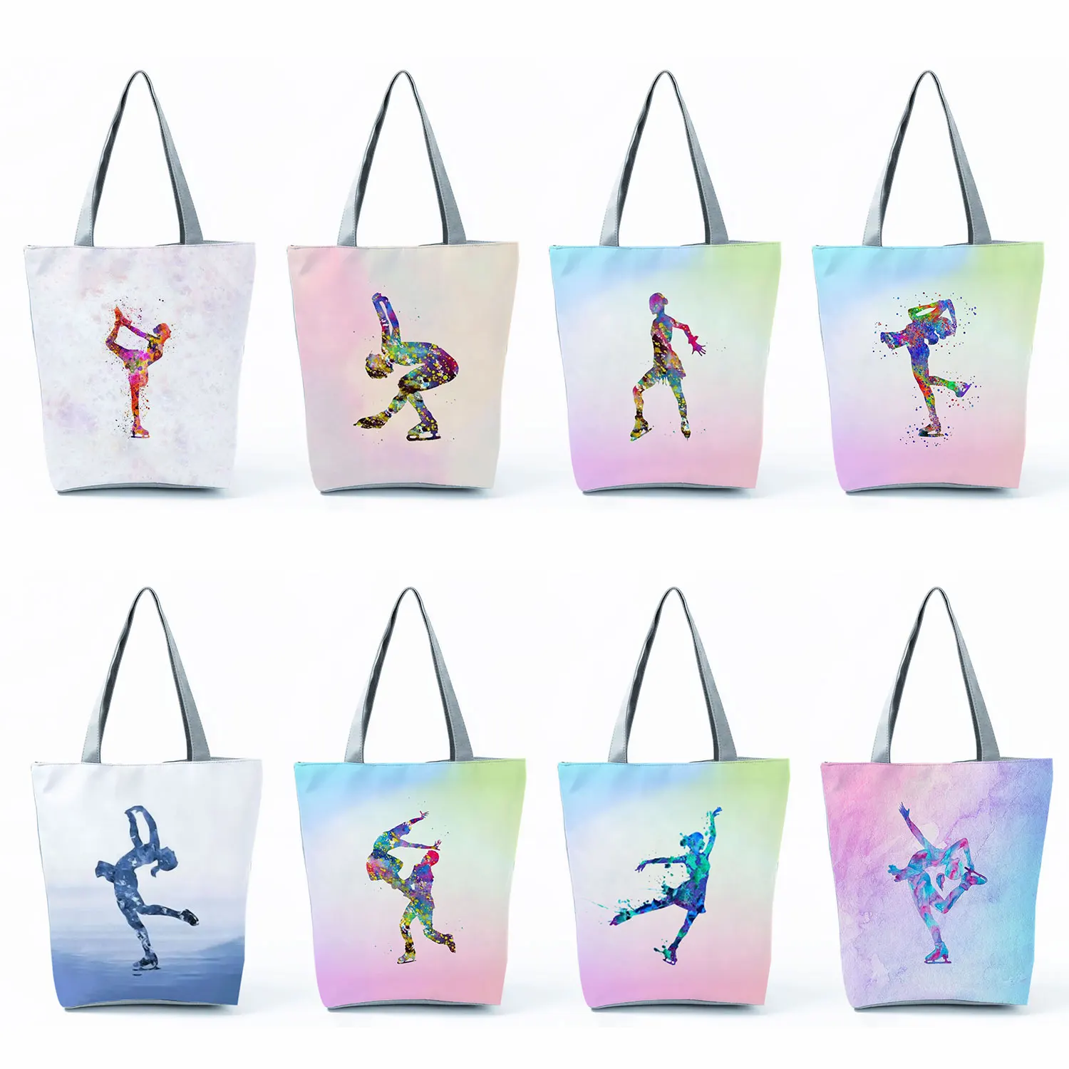 

Классическая цветная сумка для катания на коньках, школьная Экологически чистая многоразовая простая повседневная сумка-тоут для покупок с узором, Высококачественная пляжная сумка для путешествий