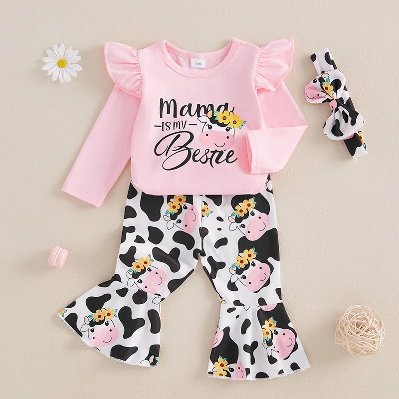 Осенний наряд для маленьких девочек комбинезон с длинным рукавом и буквенным