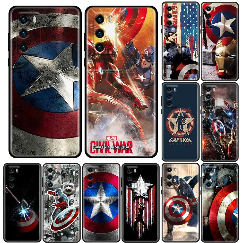 

Marvel Shield Captain America Civil War Silicon Funda For Huawei P20 P30 P40 Lite Pro P10 P50 Back Cover PSmart Z 2019 Soft Case