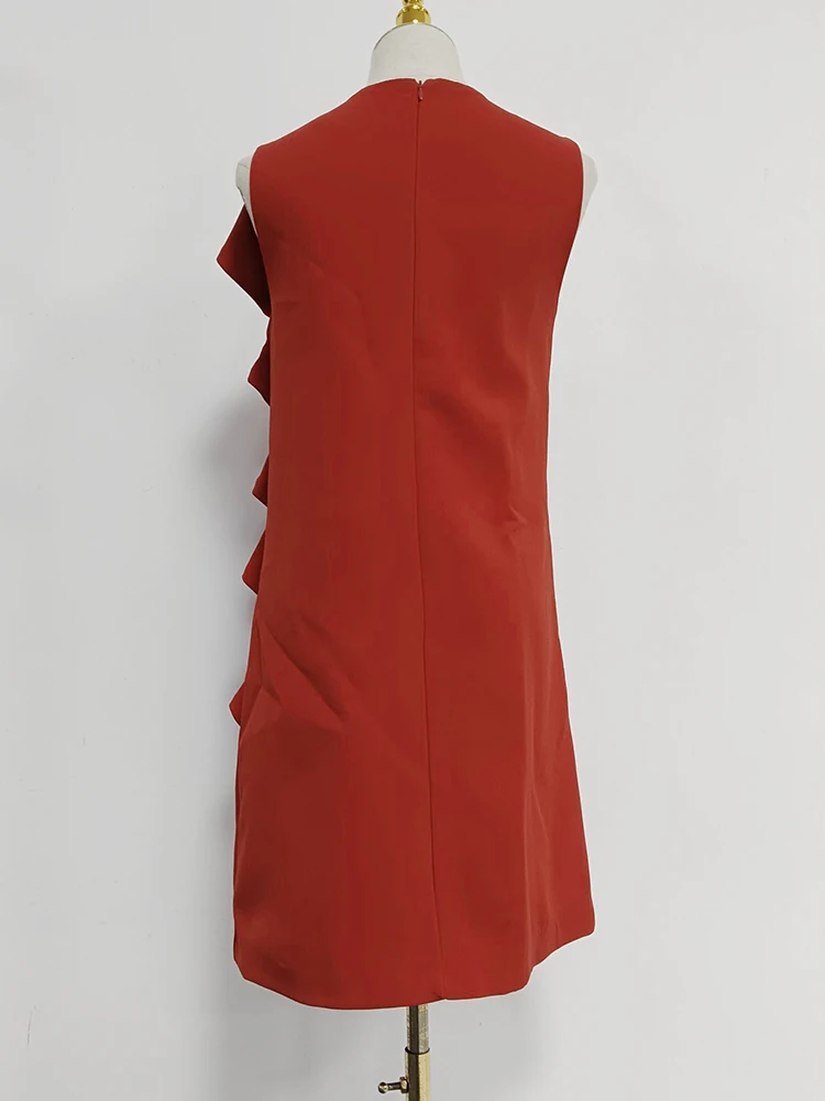 ILYBOOJUN однотонное свободное платье с оборками для женщин без рукавов высокой