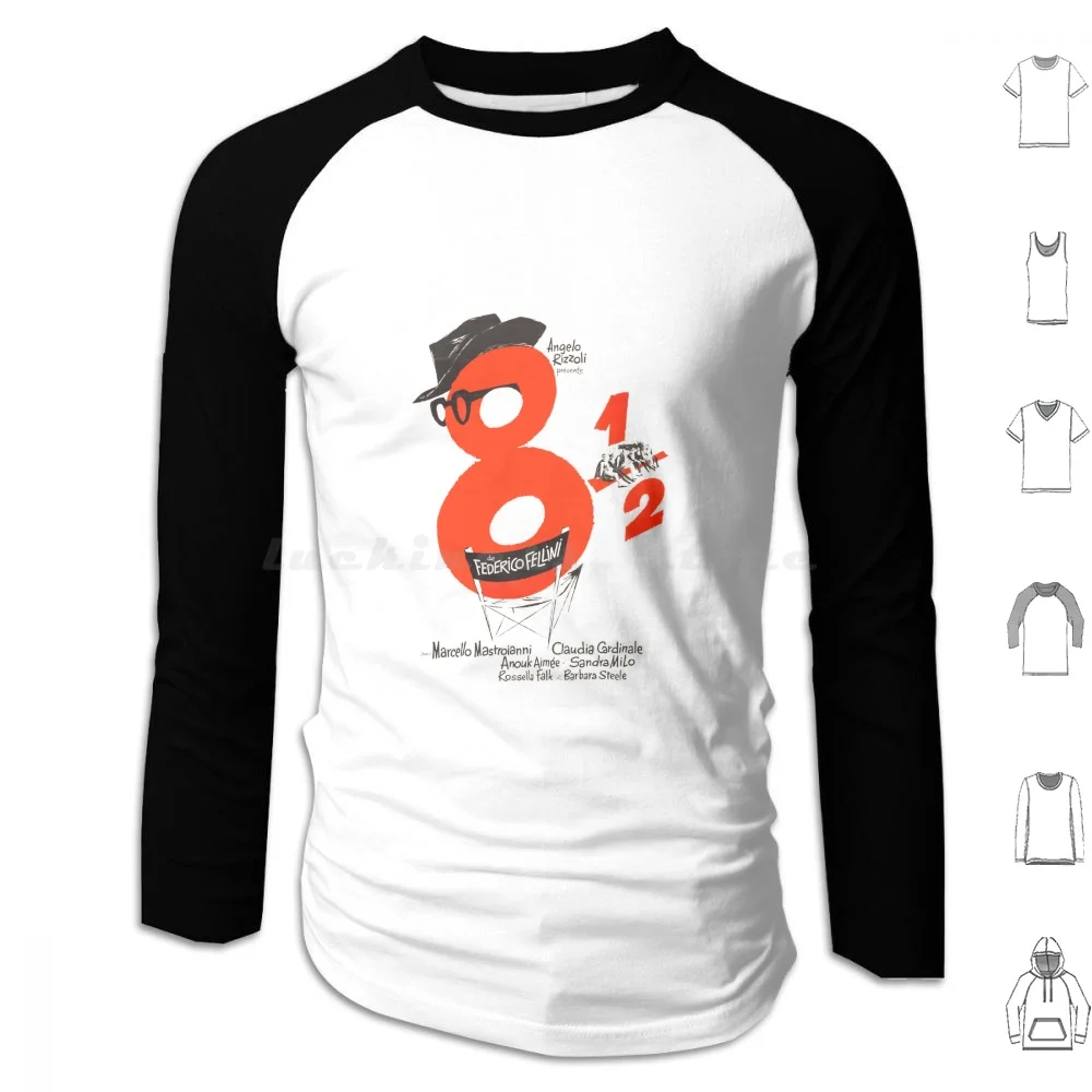 Феллини 8? Толстовки с длинным рукавом фильмы ферико итальянский кинотеатр 8