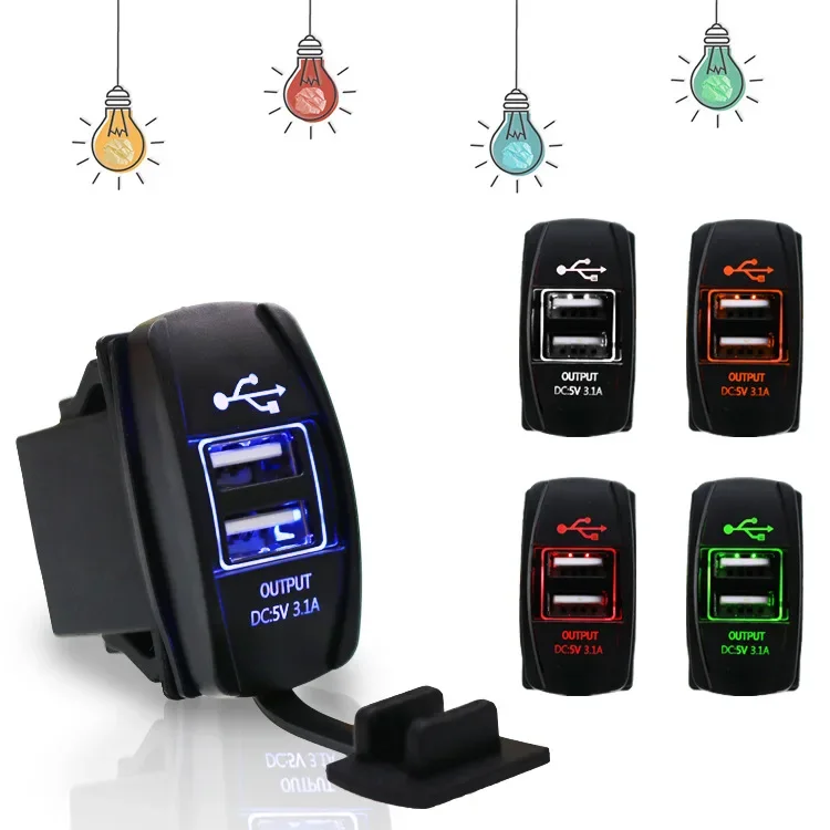 5V 3.1A Universal Car Charger Waterproof Dual USB Ports Auto Adapter Dustproof Phone