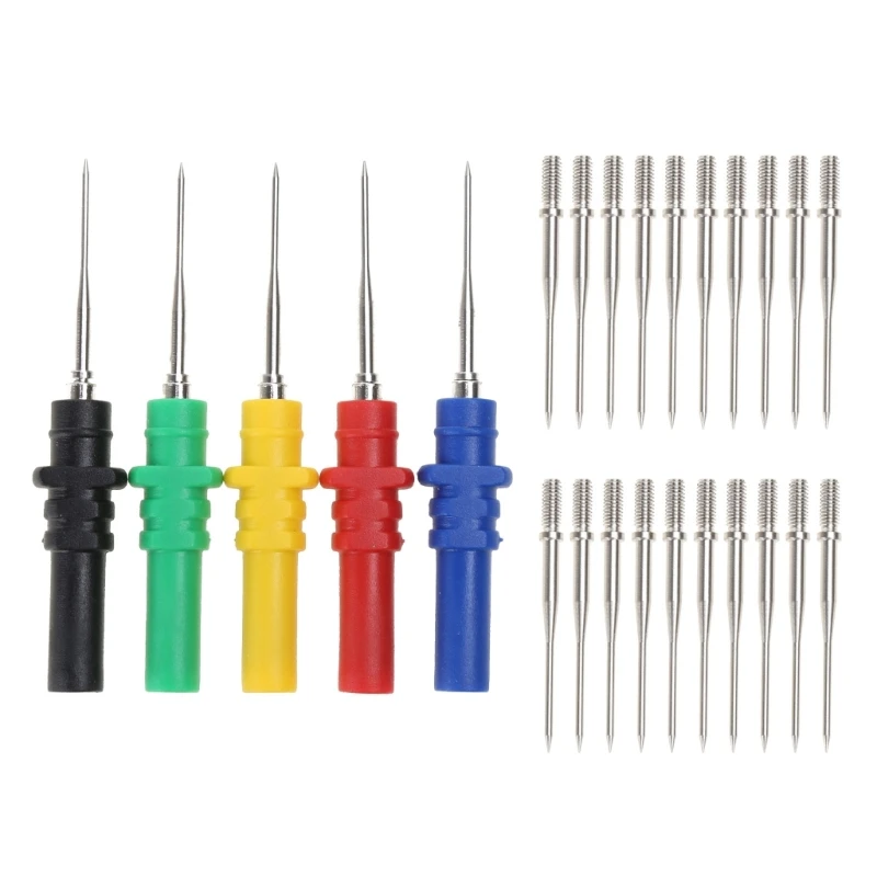 

5pcs Test Back Probe Pin,Non-Destructive Pin Test Probes Pin Insulation Piercing Needle Multimeter Test Probe Dropship