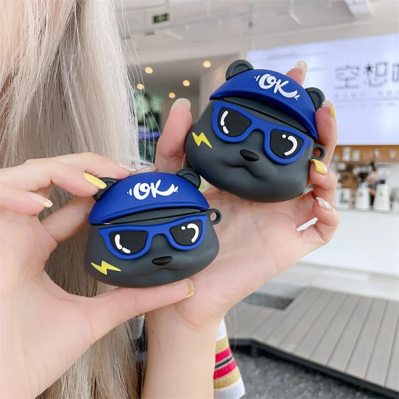 

Cool Bear for AirPods Pro1/2/3 Generation Apple Bluetooth Wireless Earphone Case Cartoon Silica Gel Protective Shell