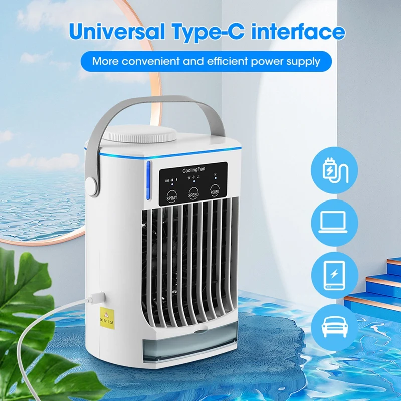 

Air Cooler Household Spray Humidifier Fan Water Cooled Air Conditioning Fan USB Desktop Cooling Fan Air Conditioner