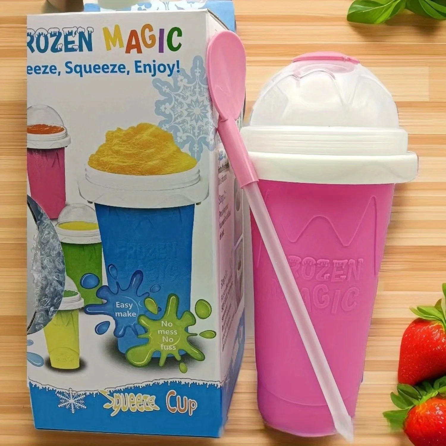 TFS Slushie Clay Made Frozen Magic Squeeze Cup, Изготовление сока, Молока, Йогурта, Мороженого, Охлаждающая чашка для смузи своими руками с соломинкой на крышке, (art.: 3920cce98605f) - 3920cce98605f