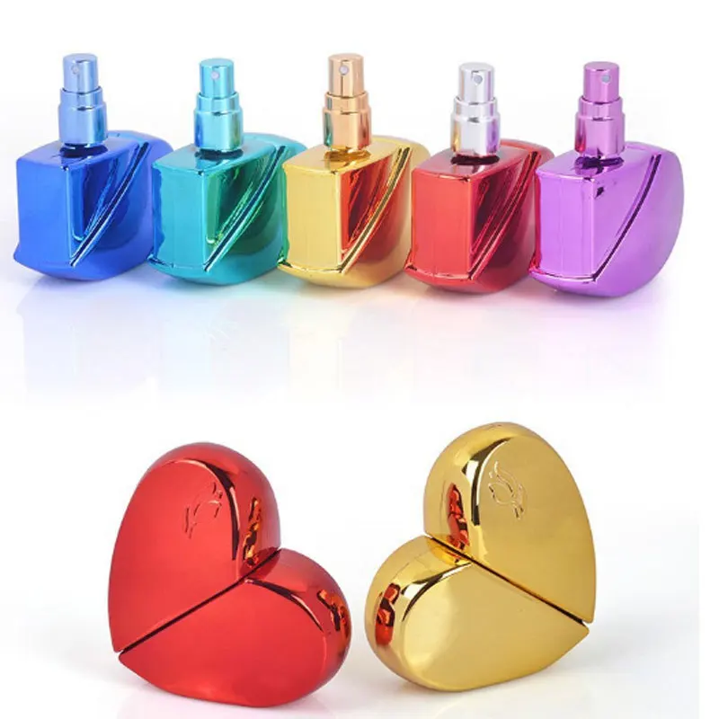 

25ml Heart Shaped Refillable Spray Perfume Bottle Thick Glass Pump Woman Parfum Atomizer Travel Empty Cosmetic Containers