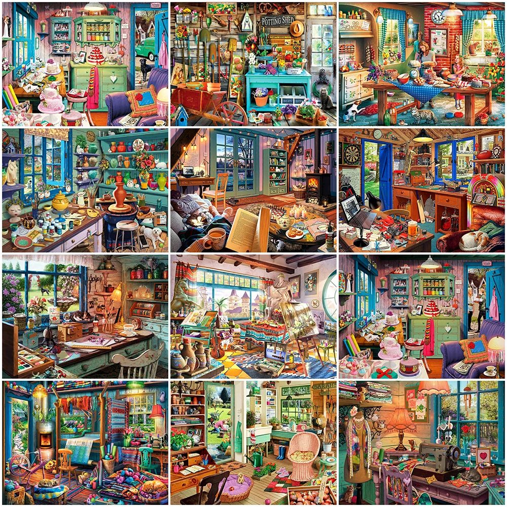 

Evershine 5D Full Square Mosaic Diamond Painting House Cartoon Cross Stitch Scenery Diamond Embroidery Room Cartoon Home Decor