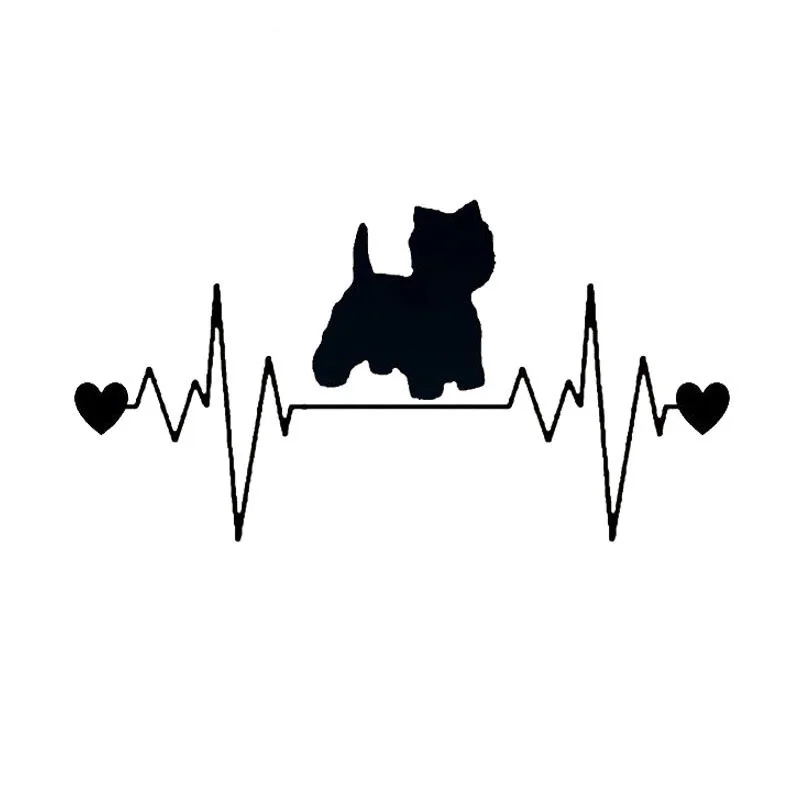

M337# Car Sticker Westie Dog Heartbeat Lifeline Accessories Pegatinas Para Coche DIY Car Styling