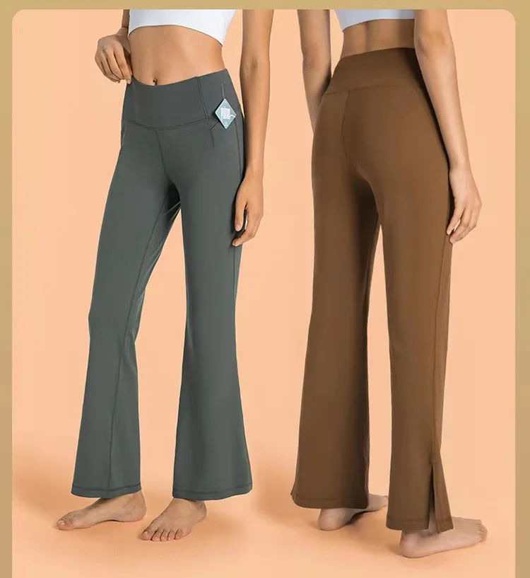 

Lulu Wide Leg Yoga Pants Zero Sense Skin-friendly Fashion Dance Fitness Sweatpants Casual Jogging Gym Sports Flare Pants