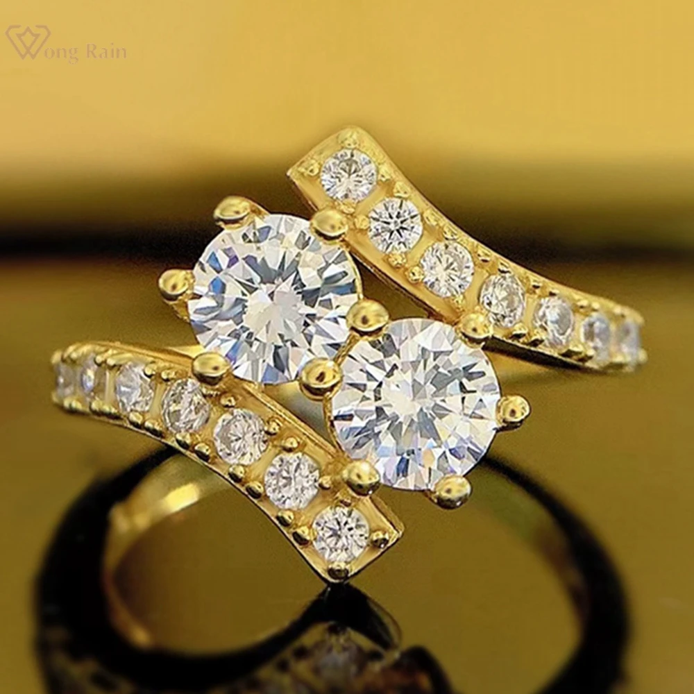 

Wong Rain 18K Gold Plated 925 Sterling Silver Round Cut High Carbon Diamond Gemstone Party Fine Jewelry Luxury Ring Wholesale