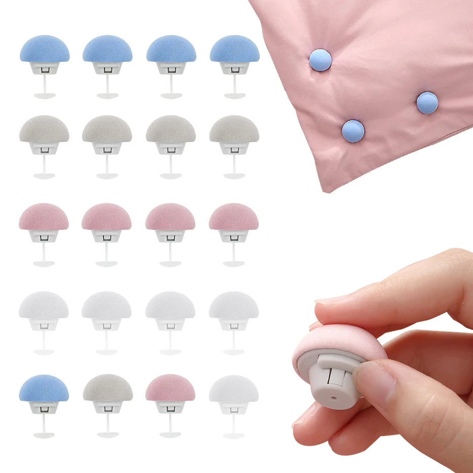 

Mushroom Quilt Holder Macaron Non-slip Duvet Blanket Insert Clip One Key to Unlock Comforter Cover Pins Bed Sheet Holder