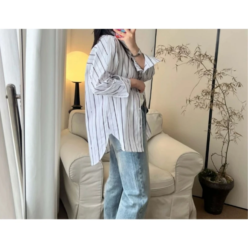 25-летняя новая TT Nordic черно-белая полосатая рубашка из хлопка и поплина в стиле