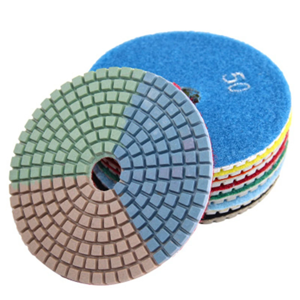 ST48 Three Colors Ceramic Resin Wet Polishing Pads 3 Inch 4 Inch Angle Grinder Abrasive Pad for Granite Marble Sandstone 10PCS