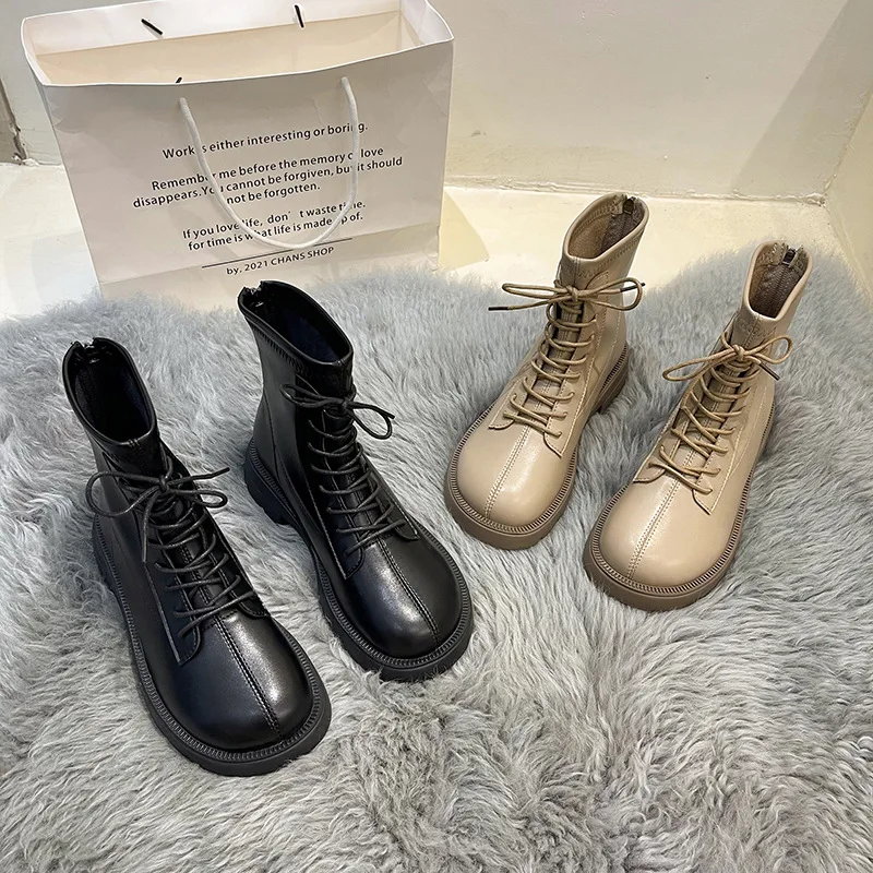 

Сапоги женские резиновые, базовая обувь из искусственной кожи на низком квадратном каблуке, в римском стиле