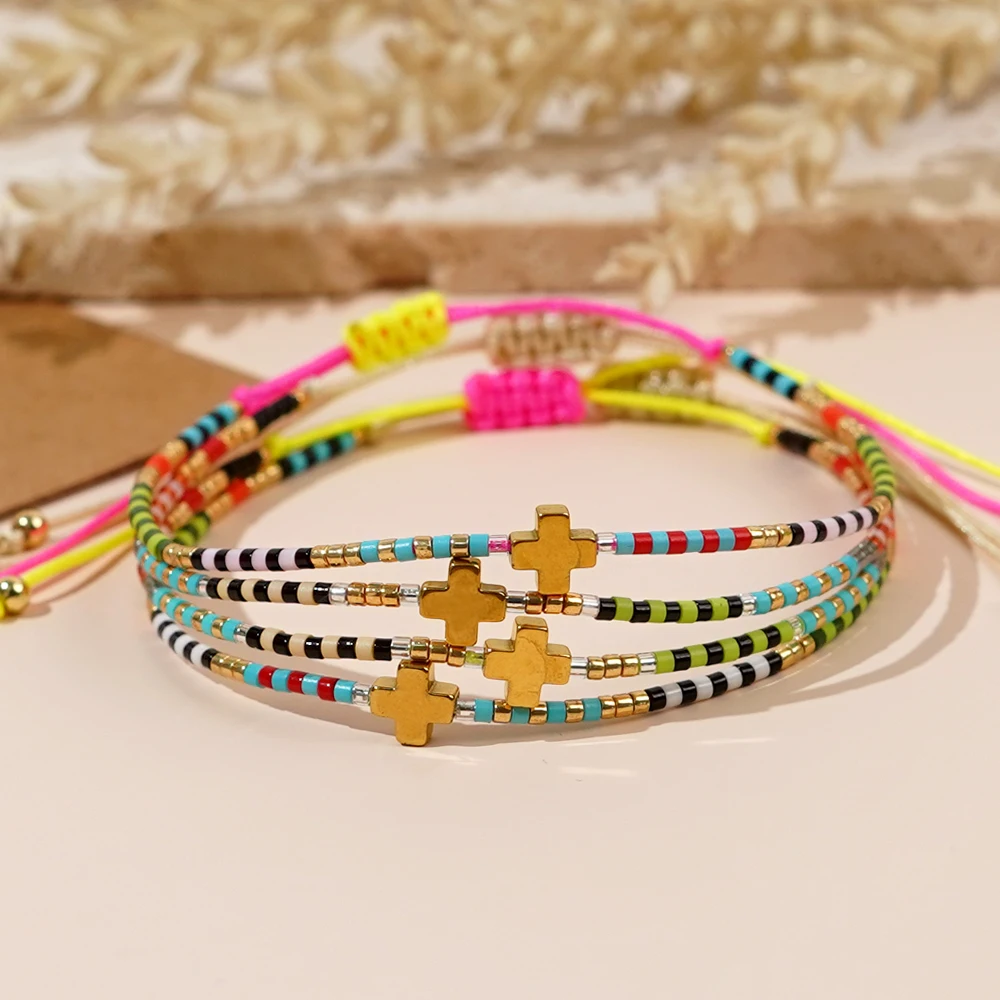 4 шт./набор браслет на удачу с подвеской-крестом