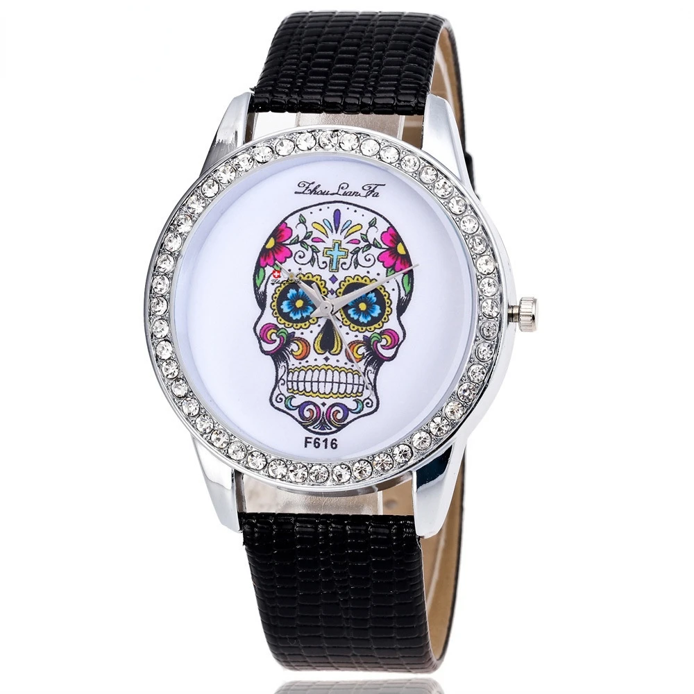 Модные садовые часы в стиле хип-хоп с рисунком черепа модные унисекс ремешком для