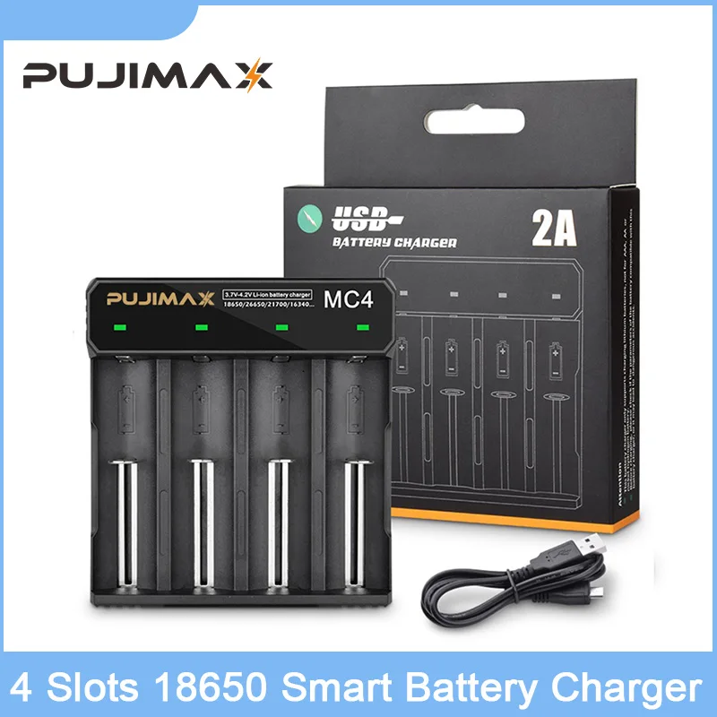 

PUJIMAX Universal 3.7V-4.2V Lithium Battery Charger With LED Light For 18350 14500 26500 22650 18650 Rechargeable Li-ion Battery