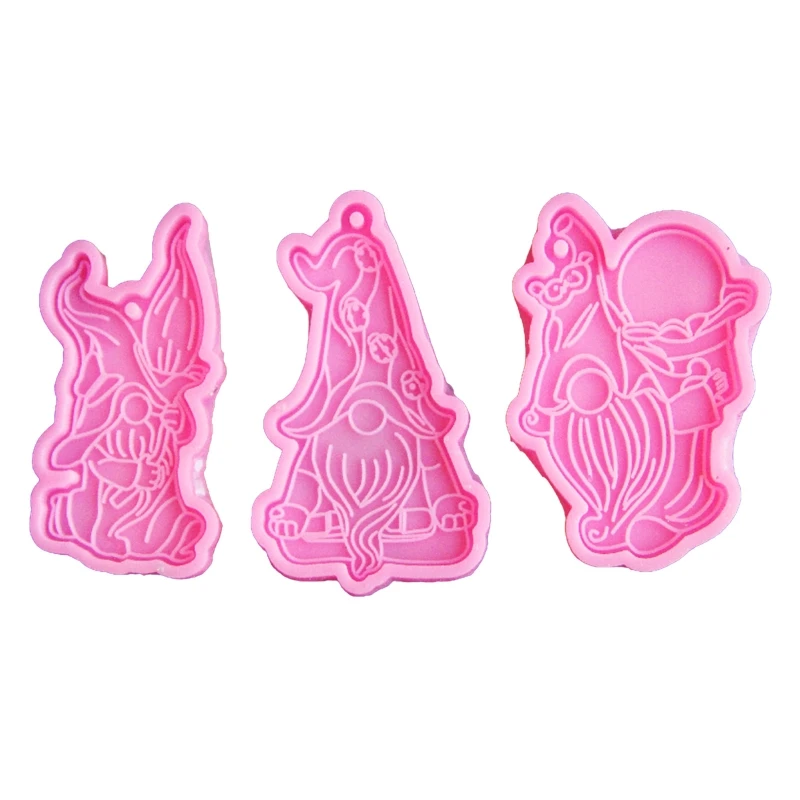 

3 Pcs Dwarf Keychain Epoxy Resin Mold Elf Gnome Handmade Pendants Silicone Mould Festive Decorations