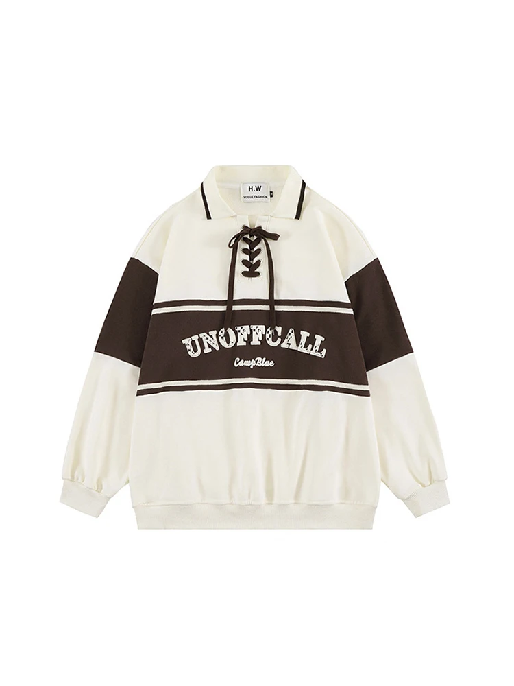 

2022 Women American Vintage Hoodie Long Sleeve Loose Casual Pullovers Tops Autumn Cloths Streetwear Western Oversize Patchwork