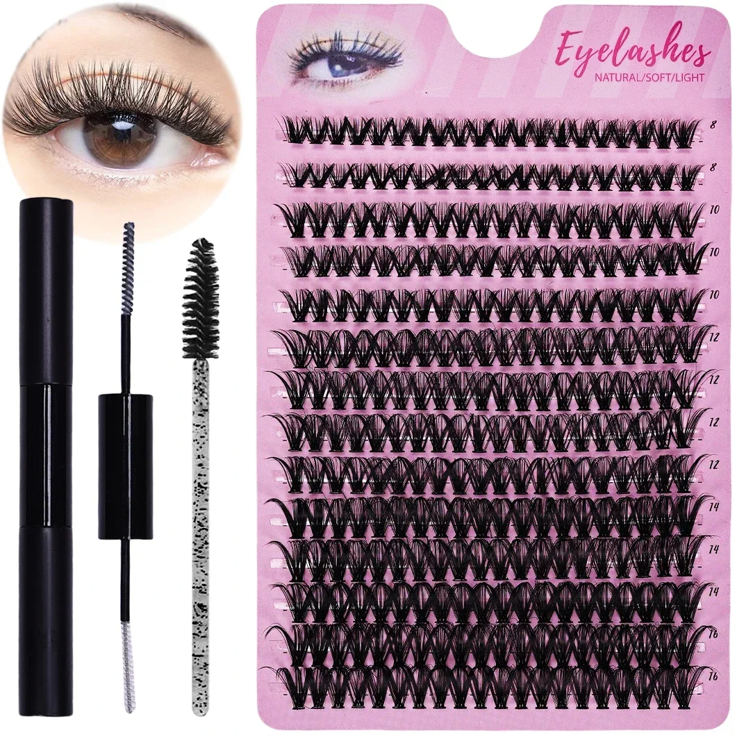 Набор накладных ресниц своими руками с 280 отдельными кластерами для клеем