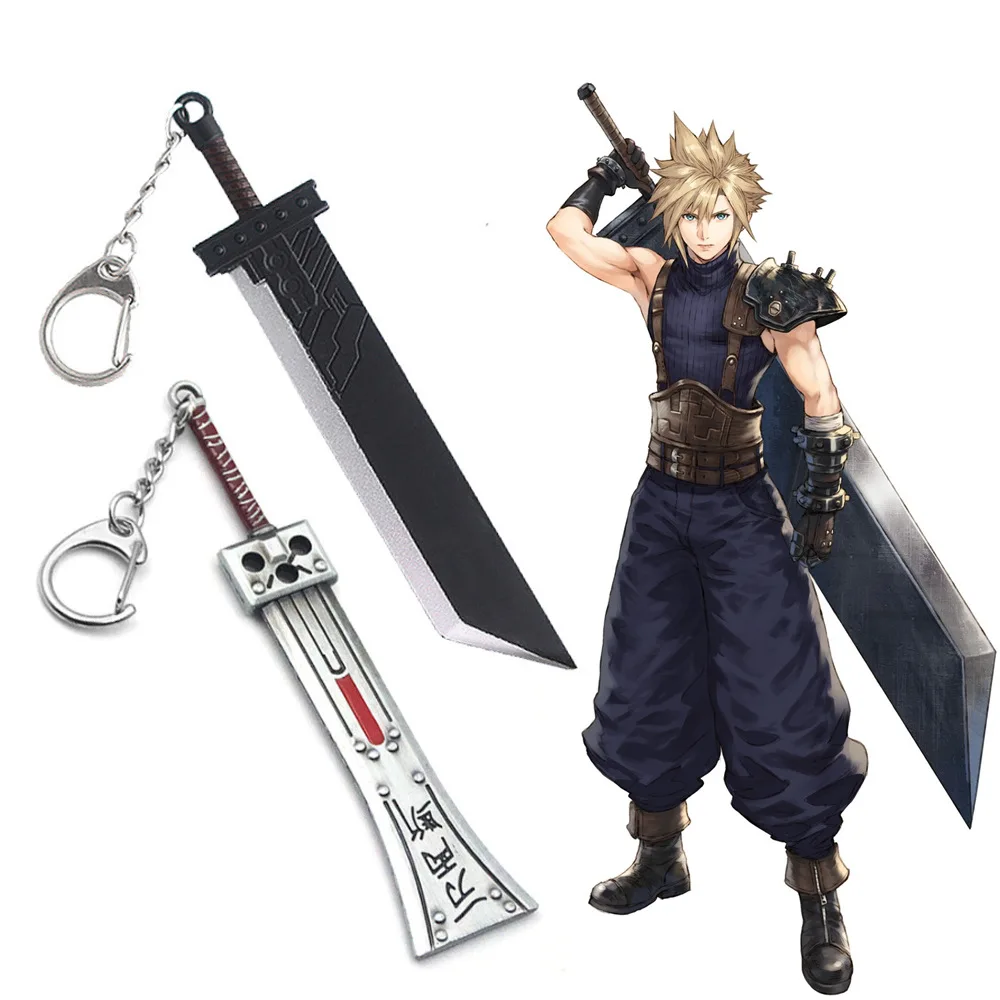 New Key Chain For Men Fans Souvenir Gift Game Final Fantasy Keychain Zack Cloud Strife Buster Break Sword Weapon Model Keyring