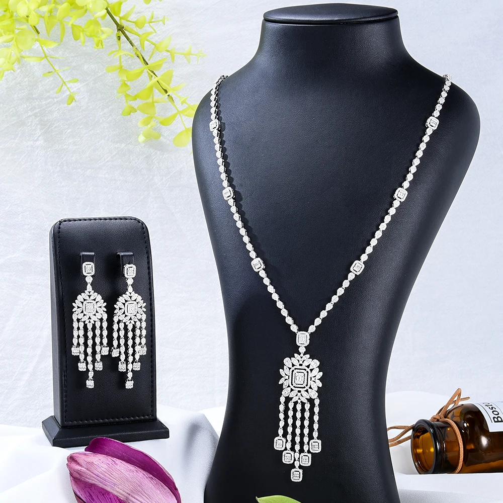 Soramoore 2022 модные новые модные роскошные ожерелье серьги набор из 2 шт. для женщин Свадебная вечеринка шоу ювелирные изделия высокого качества