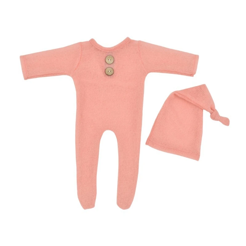 

Мохеровый Детский комплект из 2 предметов с шапкой, реквизит для фотосъемки новорожденных, вязаное шерстяное боди, комплект с длинным хвост...