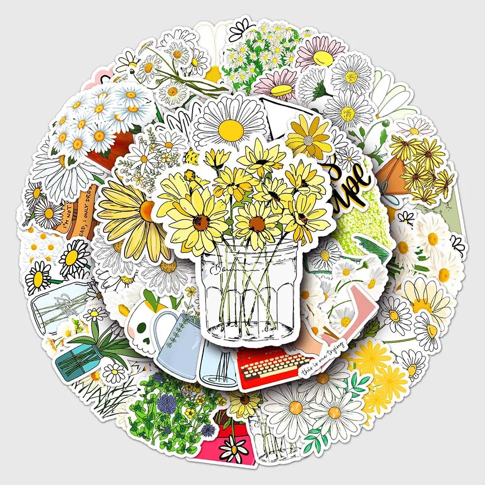 

10/50 шт. маленькие маргаритки DIY Мультяшные цветы граффити наклейка тележка чехол гитара велосипед скейтборд украшение водонепроницаемые на...