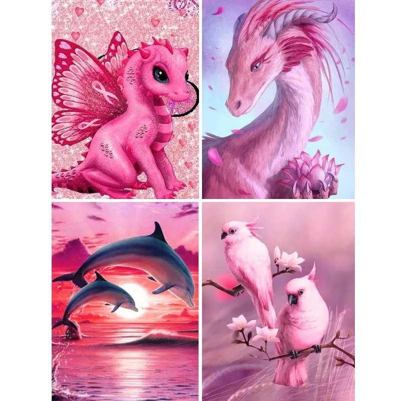 

Алмазная 5D картина с розовым драконом, птицами, цветами, пейзажем, вышивка крестиком, алмазная вышивка, распродажа, мозаика, искусство