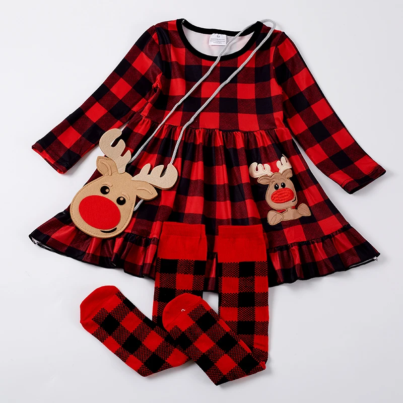 Осенне-зимнее рождественское платье Girlymax одежда для маленьких девочек клетчатое