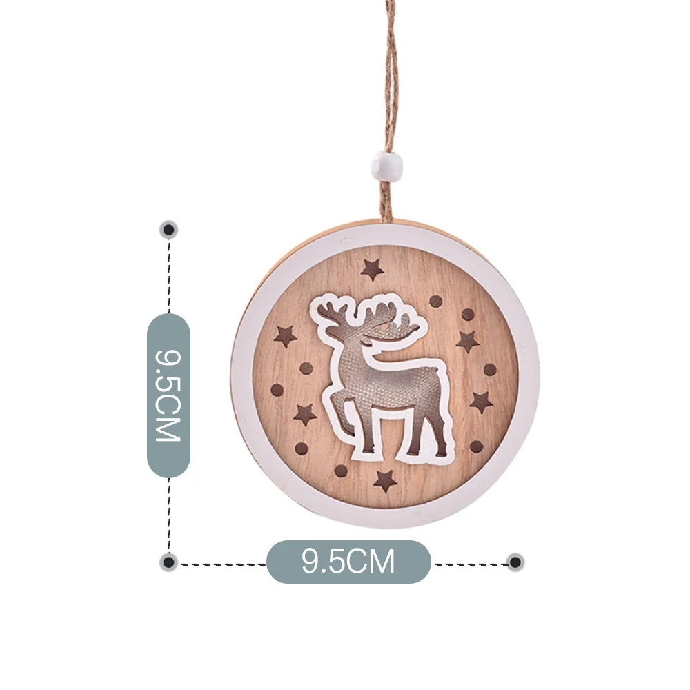 

Светодиодный деревянный Рождественский орнамент, окрашенный Рождественский круглый светильник, подвеска для внутреннего и наружного деко...