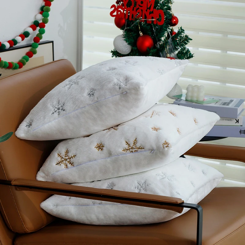 Плюшевый чехол для подушки белый серебристый 45x45 см рождественский домашний