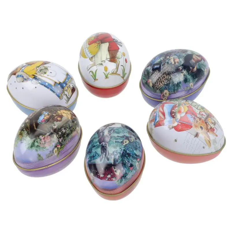 

6pcs Cartoon Rabbit Easter Themed Candy Boxes Tinplate Candy Wrapping Boxes Festival Decors Easter Day Accessories Kids Gift