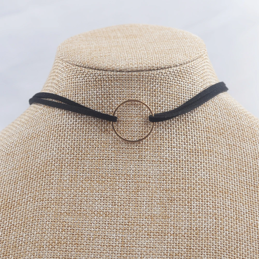 Женский двухслойный чокер с круглым кольцом