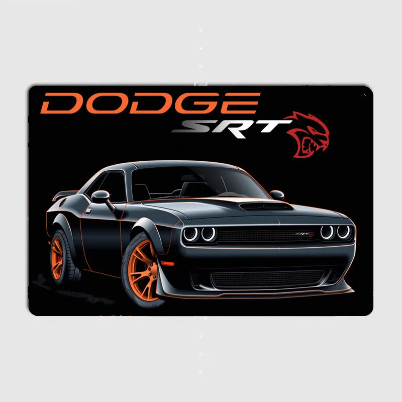 Черный классический автомобильный ретро-постер HELLCAT SRT металлический знак