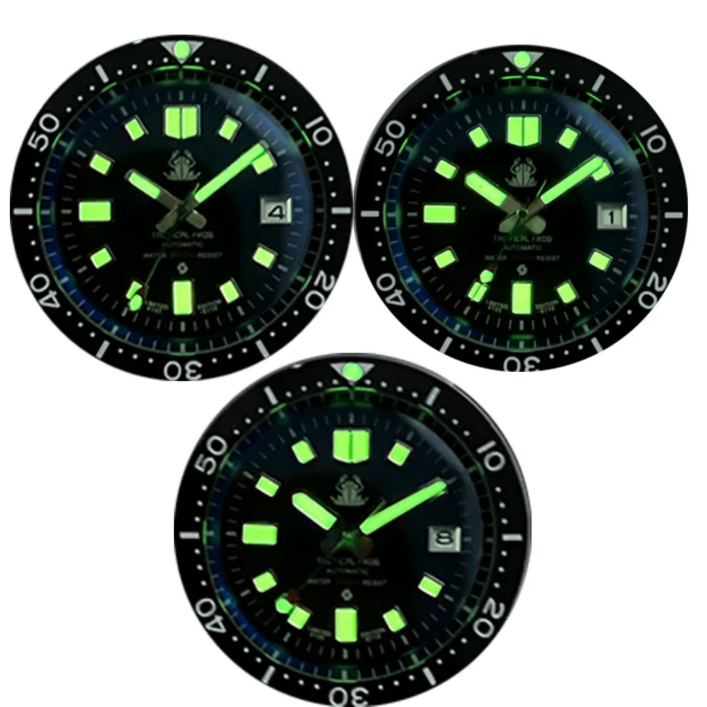 Фото Tactical Frog Men Diver Watch Men C3 Super Luminous Sapphire Crystal Ceramic Bezel 316L Steel NH35 Automatic Mechanical Watches №4