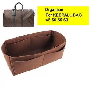 Keepall 55 Organizer] Felt Purse Insert with Middle Zip Pouch, Custom