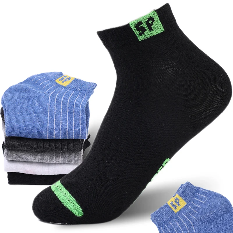 5 Pairs Cotton Short Men Socks High Quality Crew Ankle Breathable Mesh Casual Sports Soft Summer Women's Low-Cut Socks for Male