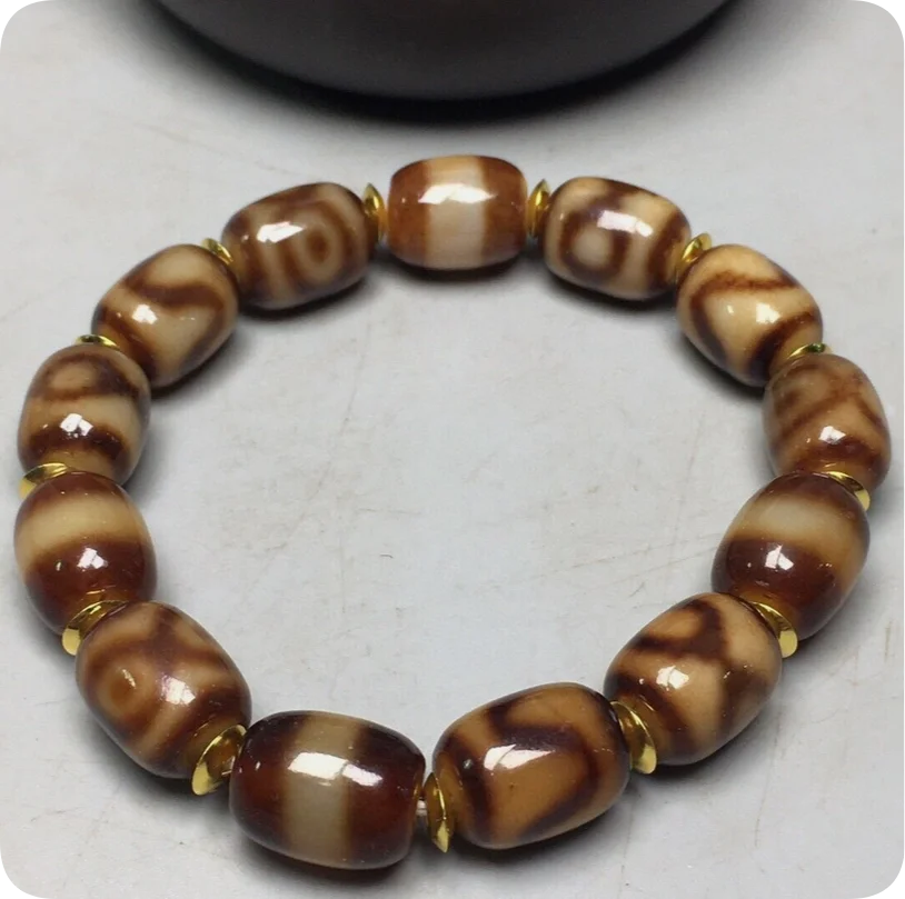 Power Energy Тибетский старый маслянистый агат Дзи *Несколько узоров* Браслет из