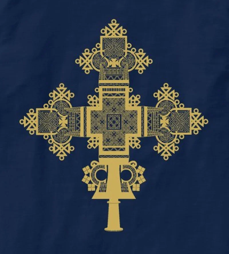 Футболка с символами христианства религиозные символы эфиопский крест 100% хлопок