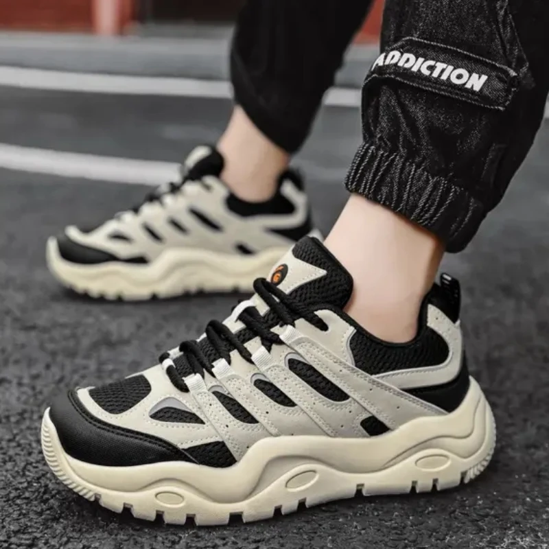 

2024 New Men Fashion Shoes Designers Genuine Leather Sports Shoes Mesh Running Shoes Outdoor Sports Hiking Men Platform Sneakers