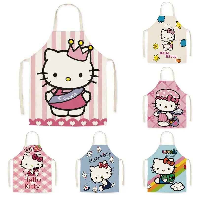 Sanrio новый фартук без рукавов Hello Kitty милый мультяшный кавайный тканевый домашний