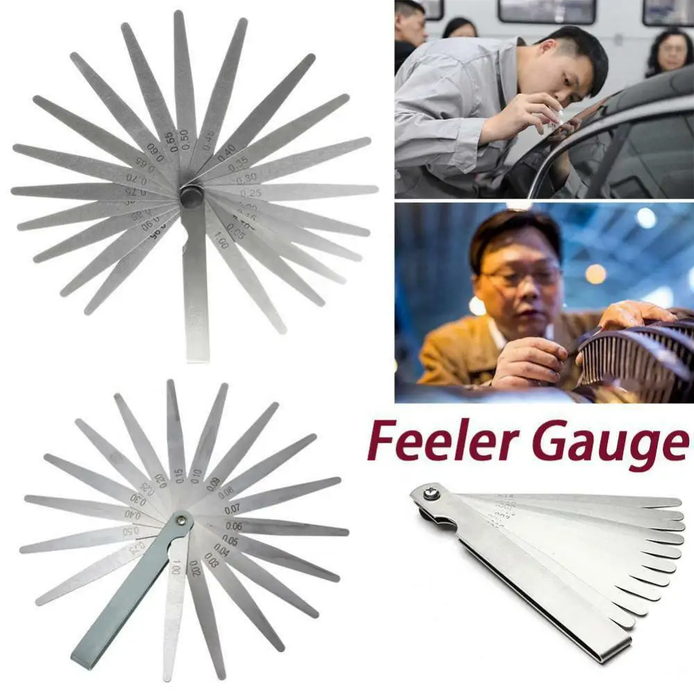Adjustment 17/20 blades Feeler Gauge Metric Gap Filler 0.02-1MM / 0.05-1MM Gage Measurment Tool Carbon Steel For Engine Valve