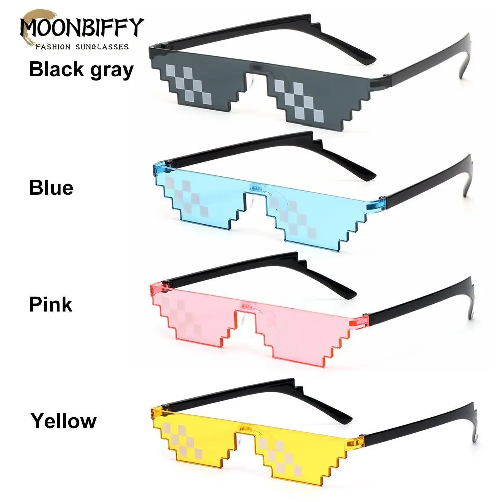 

Newest Funny Mosaic Sunglasses Thug Life Sun Glasses Pixel Black Retro Sunglasses Birthday Gift Party Cosplay Prop Funny Eyewear