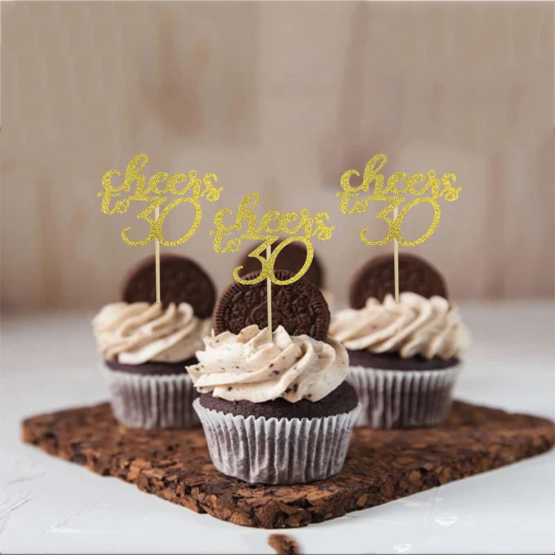 10 шт. Посмотрите до 30 40 50 60 топперы для кексов взрослых вечеринки по случаю дня