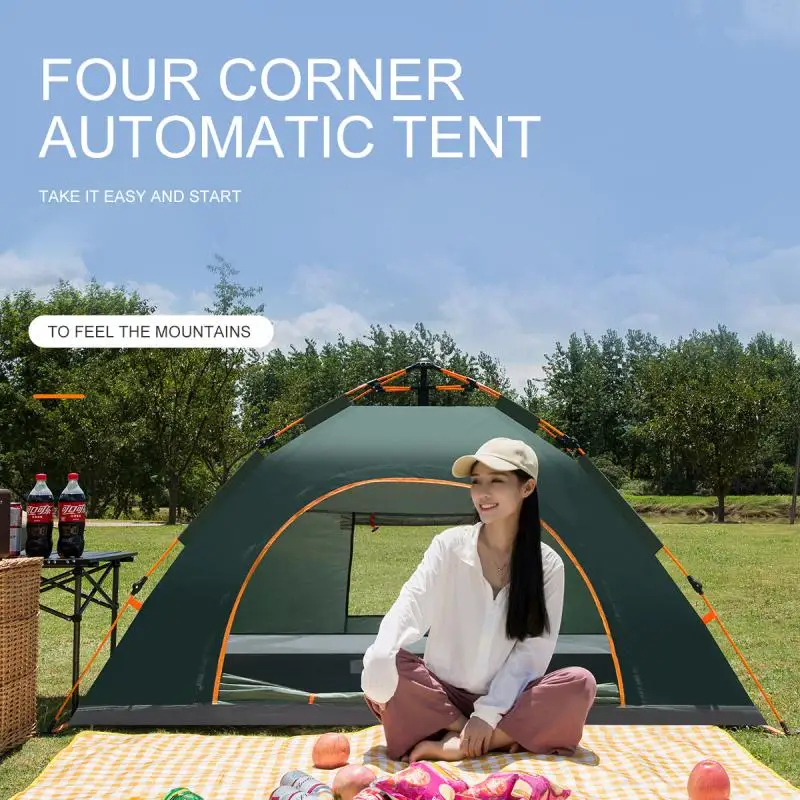 

Двухслойная непромокаемая палатка на 3-4 человек, укрытие для кемпинга на открытом воздухе, для рыбалки, охоты, путешествий, приключений, семейная, зеленая, синяя