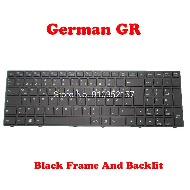 GR Keyboard For CLEVO N250 N250GU N252GU N250WU N350DV N350DW N350TV N350TW N550RC1 N550RN N551RC N650DU German Black Backlit