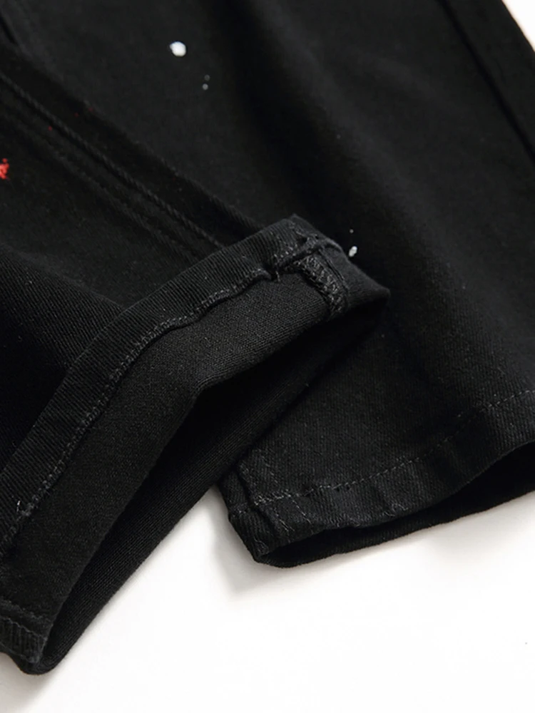 Черные мужские джинсы новый джинсовый дизайн модные лаковые повседневные брюки