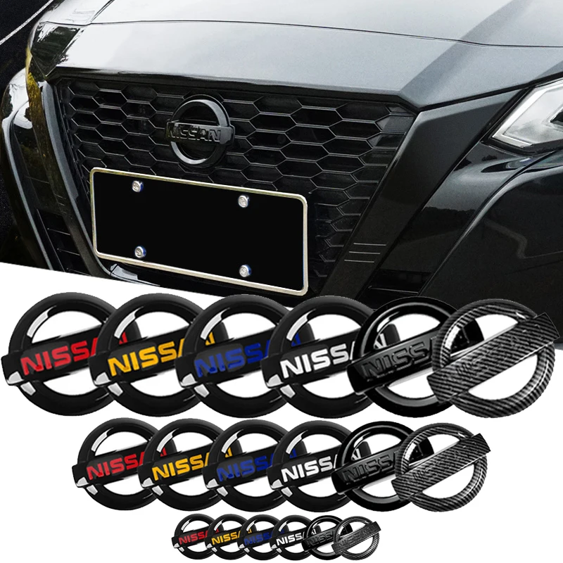 

3Pcs for Nissan Sylphy X-Trall Tiida Bluebird Qashqai Altima Sunny KIcks Car Front Rear Badge Steering Wheel Logo Emblem Sticker